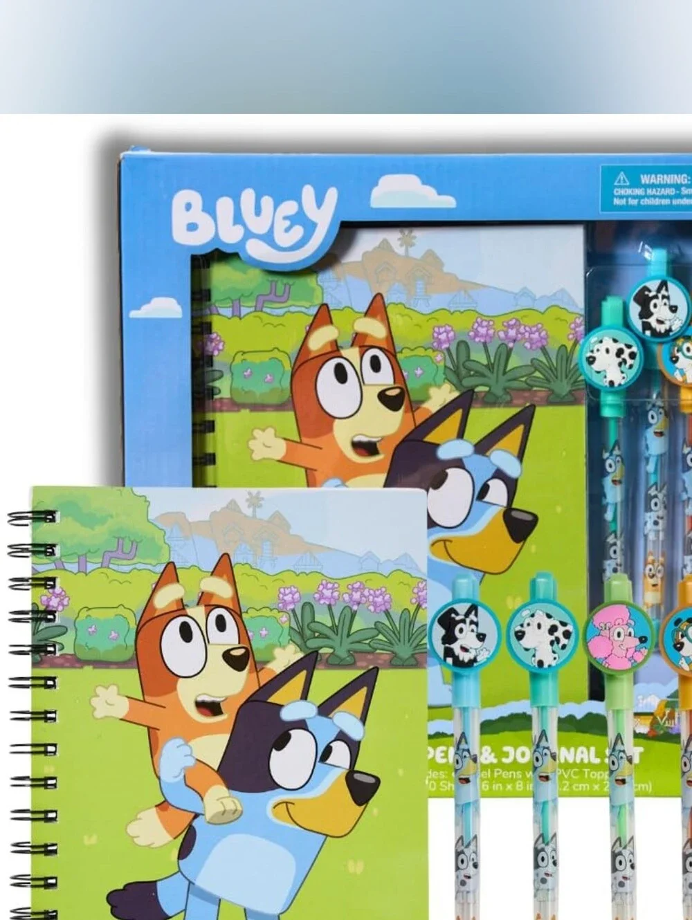 Bluey Gel Pens & Journal School Gift Set - Blue, Orange, White